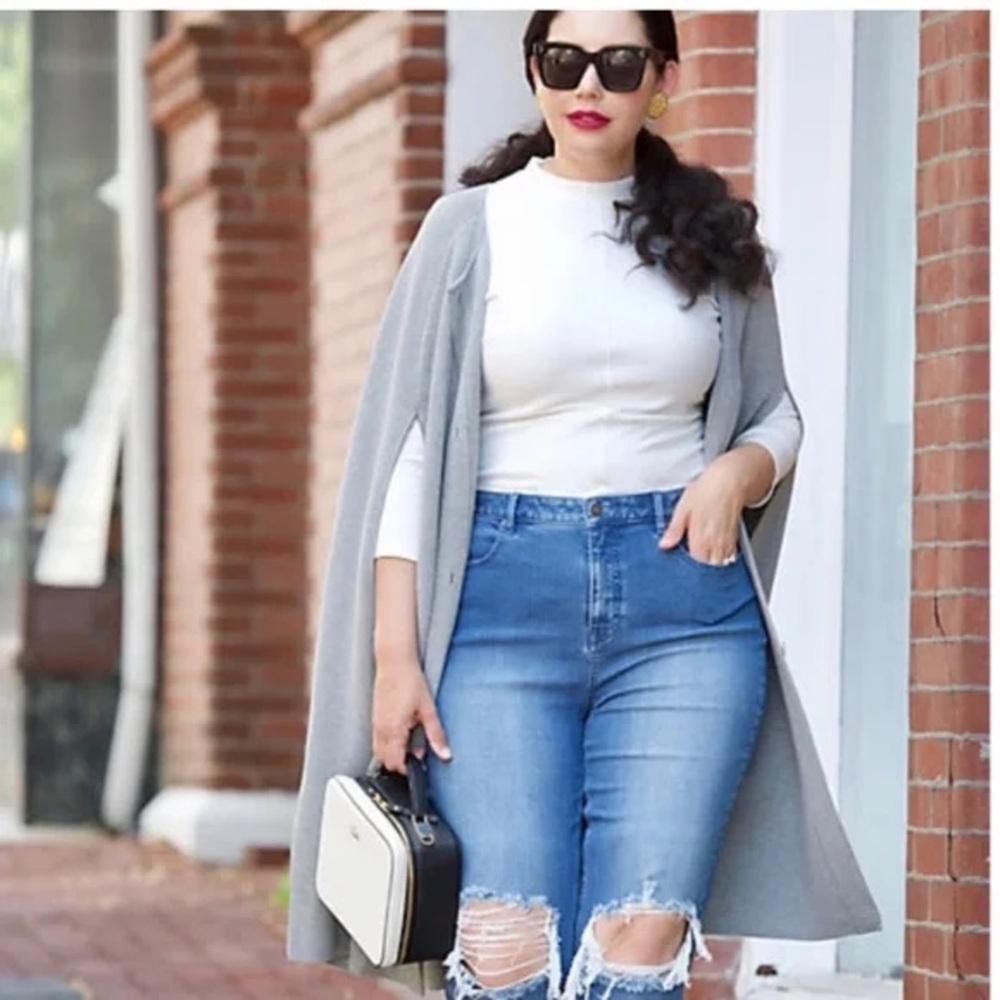 Light Gray Open-Front Women's Cardigan Sweater